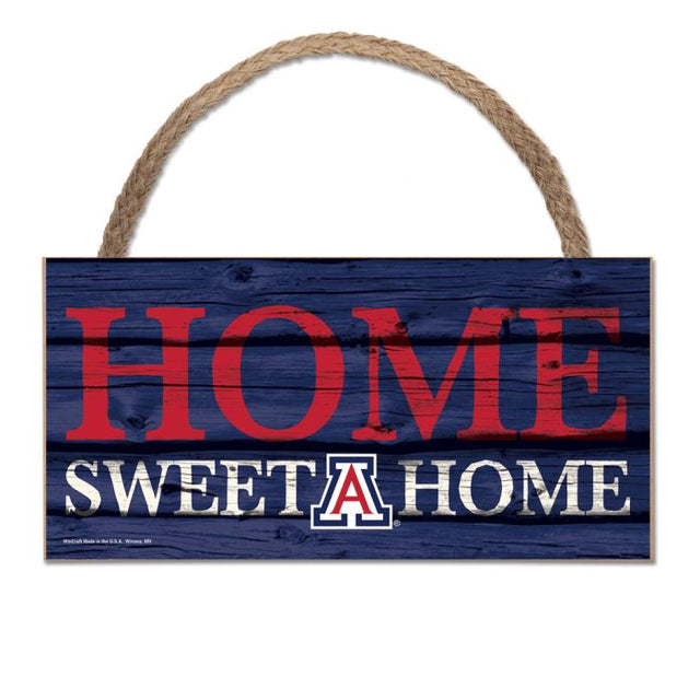 Arizona Wildcats HOME SWEET HOME Wood Sign w/Rope 5" x 10"