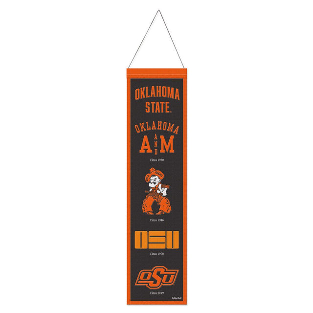 Estandarte de lana de los Oklahoma State Cowboys de 8 x 32 pulgadas, Heritage Evolution Design