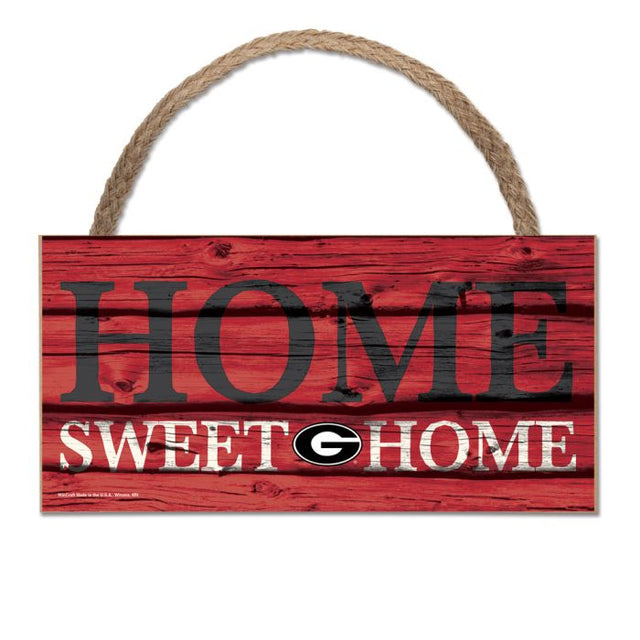 Georgia Bulldogs Wood Sign w/Rope 5" x 10"