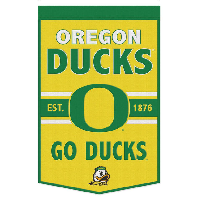 Estandarte de lana de los Oregon Ducks de 24 x 38 pulgadas con diseño de eslogan Dynasty