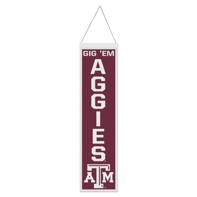 Bandera de lana de los Texas A&amp;M Aggies de 8 x 32 pulgadas con diseño de eslogan tradicional