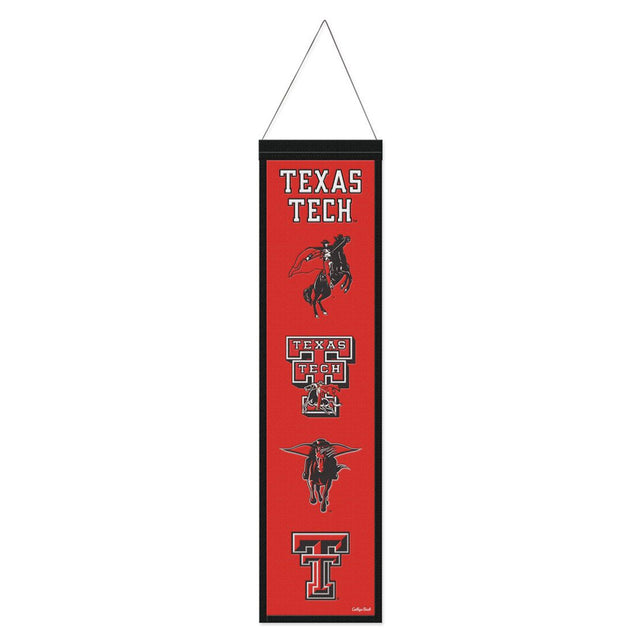 Bandera de lana de los Texas Tech Red Raiders de 8 x 32 Heritage Evolution Design