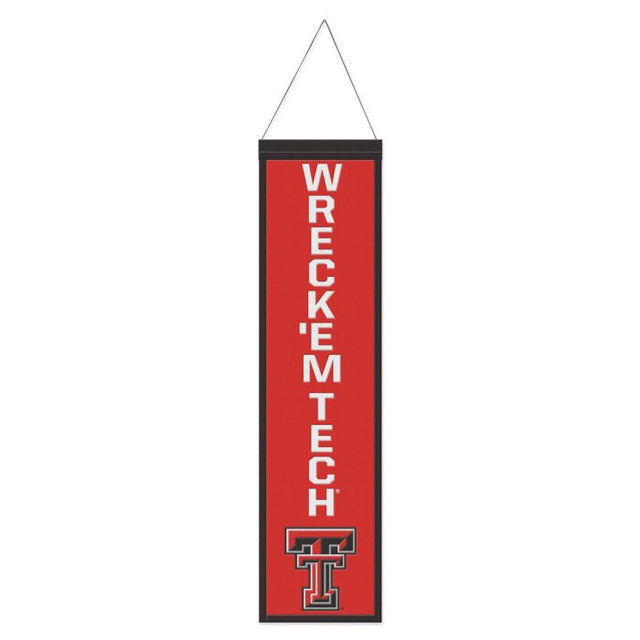 Bandera de lana con lema de los Texas Tech Red Raiders, 8" x 32"