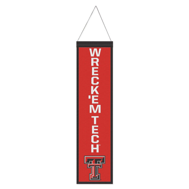 Estandarte de lana de los Texas Tech Red Raiders de 8 x 32 con diseño de eslogan tradicional