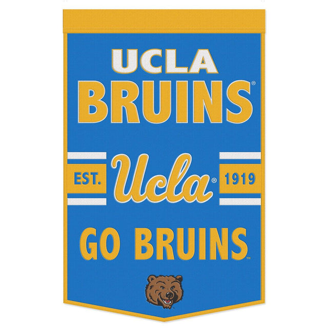 Pancarta de lana de los Bruins de UCLA de 24 x 38 con diseño de eslogan Dynasty