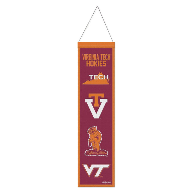 Bandera de lana de los Virginia Tech Hokies de 8 x 32 pulgadas con diseño Heritage Evolution