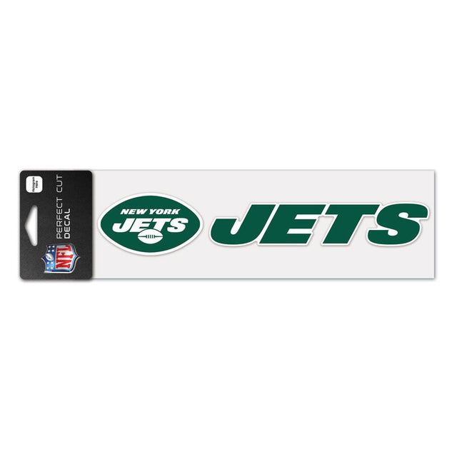 Calcomanía de los New York Jets de 3 x 10 pulgadas con texto en color y corte perfecto