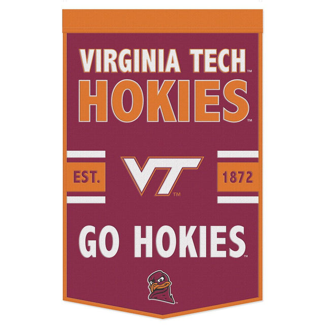 弗吉尼亚理工大学 Hokies 横幅羊毛 24x38 王朝口号设计