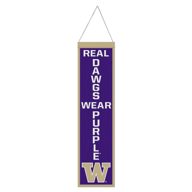 Pancarta de lana de los Washington Huskies de 8 x 32 pulgadas con diseño de eslogan tradicional