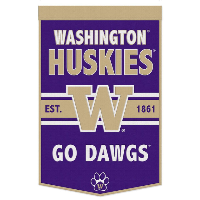 Estandarte de lana de los Washington Huskies de 24 x 38 pulgadas con diseño de eslogan Dynasty