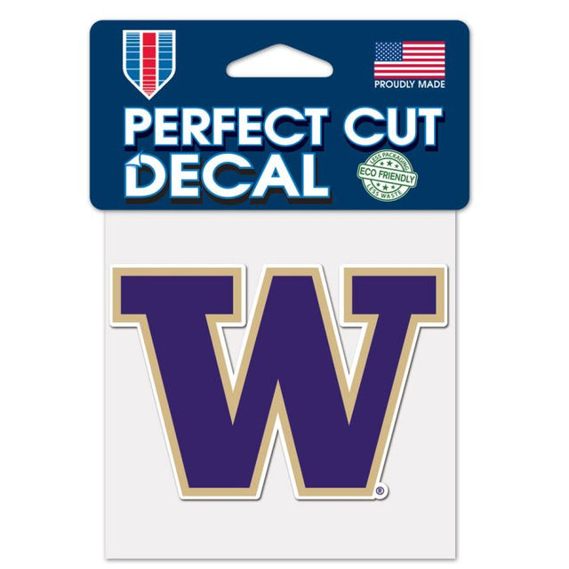 Calcomanía de color de corte perfecto de Washington Huskies de 4" x 4"