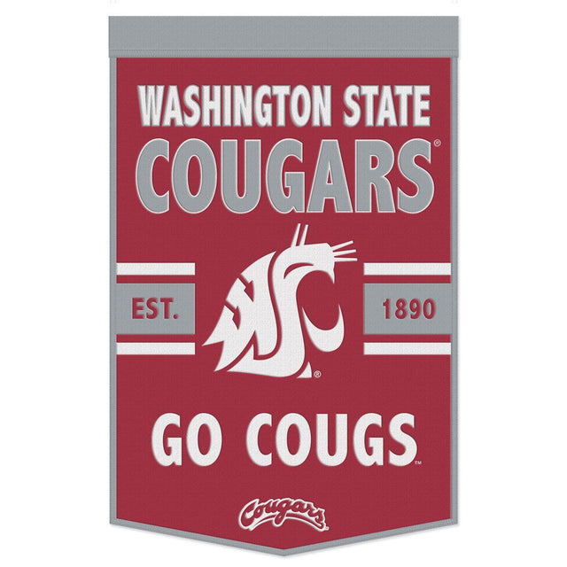 Estandarte de lana de los Washington State Cougars de 24 x 38 con diseño de eslogan Dynasty