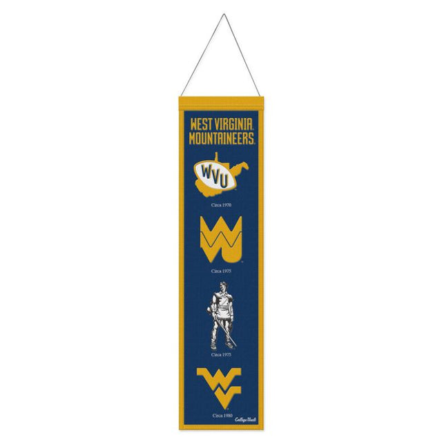 Bandera de lana de los West Virginia Mountaineers/College Vault Evolution de 8" x 32"