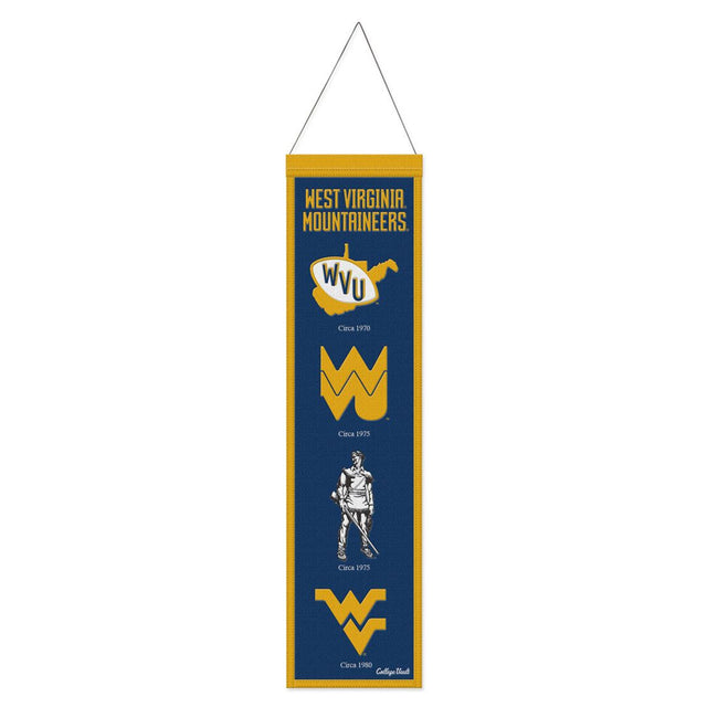 Estandarte de lana de los Mountaineers de Virginia Occidental, 8 x 32, Heritage Evolution Design