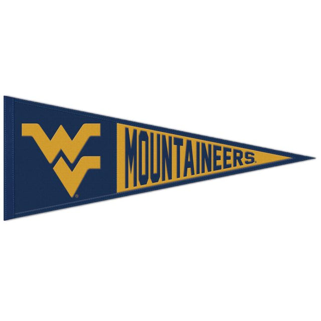 Banderín de lana primaria de los Mountaineers de Virginia Occidental, 13" x 32"