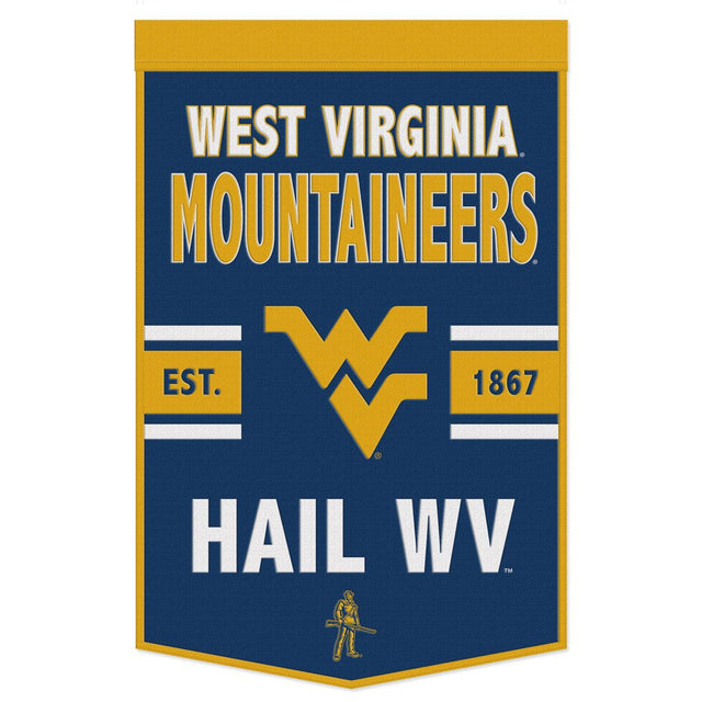 Estandarte de lana de los Mountaineers de Virginia Occidental de 24 x 38 pulgadas con diseño de eslogan Dynasty