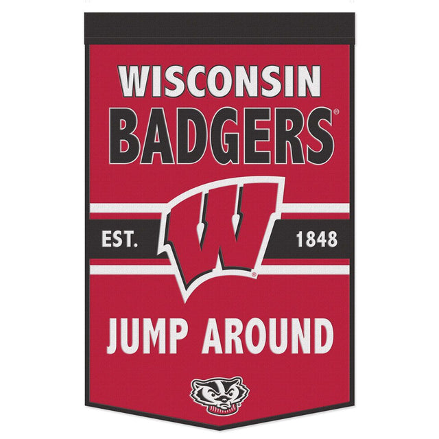 Estandarte de lana de Wisconsin Badgers de 24 x 38 con diseño de eslogan Dynasty