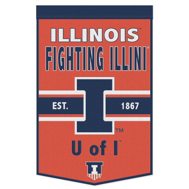 Bandera de la lucha contra los Illini en Illinois, diseño de eslogan de la dinastía, de 24 x 38 pulgadas