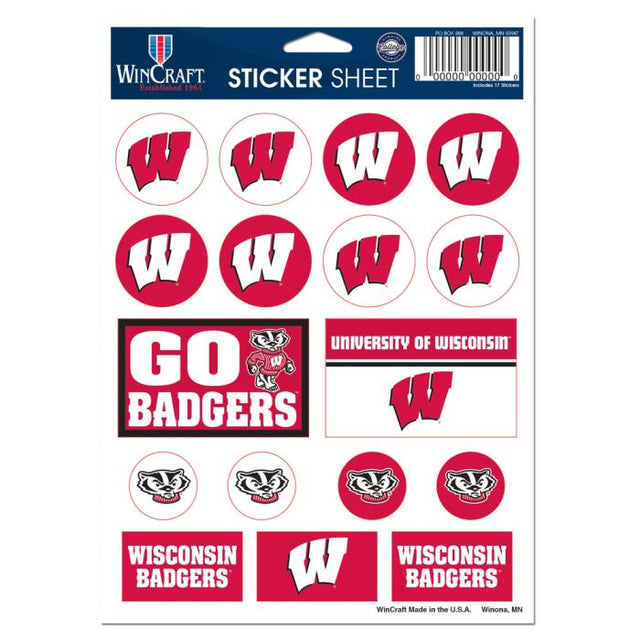 Wisconsin Badgers Vinyl Sticker Sheet 5" x 7"