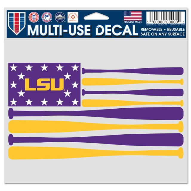 LSU Tigers BASEBALL BATS Multi-Use Decal -Clear Bckrgd 5" x 6"