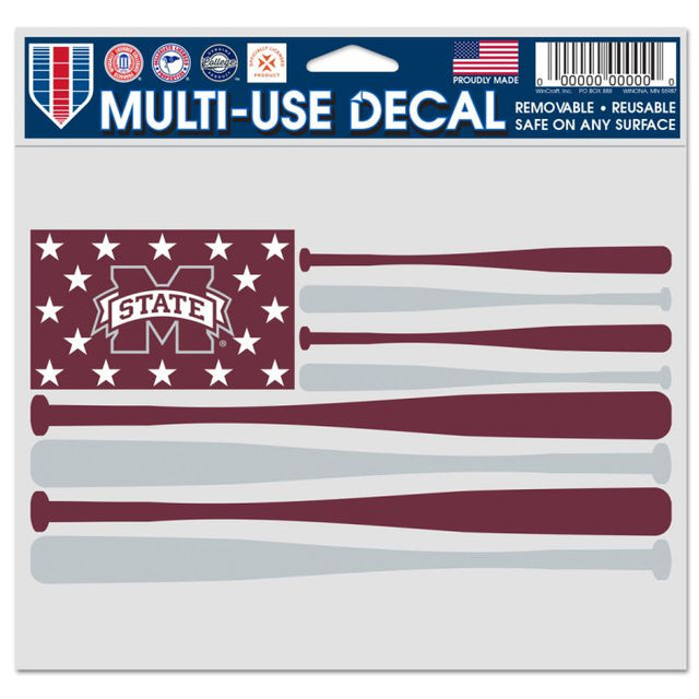 Mississippi State Bulldogs BASEBALL BATS Multi-Use Decal -Clear Bckrgd 5" x 6"