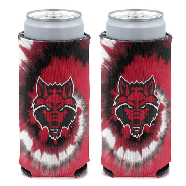 Enfriador de latas delgado de 12 oz con teñido anudado de los Arkansas State Red Wolves