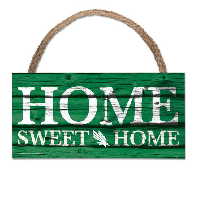 North Texas Mean Green Wood Sign w/Rope 5" x 10"