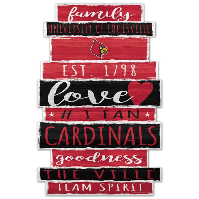 Louisville Cardinals Wood Sign 11" x 17" 1/4" thick