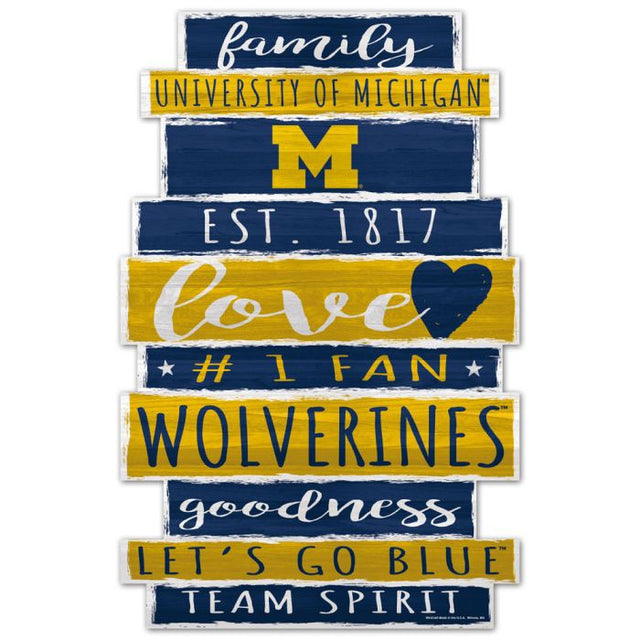 Letrero de madera de los Michigan Wolverines, 11" x 17", 1/4" de grosor