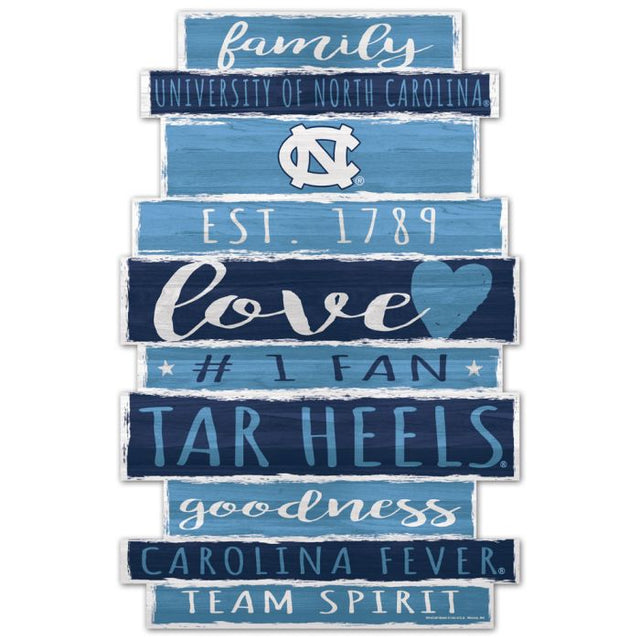 Letrero de madera de los Tar Heels de Carolina del Norte, 11" x 17", 1/4" de grosor