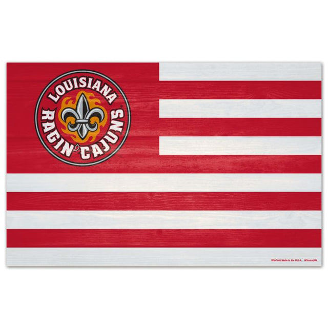 Louisiana - Letrero de madera de Lafayette Ragin Cajuns AMERICANA de 11" x 17" y 1/4" de grosor