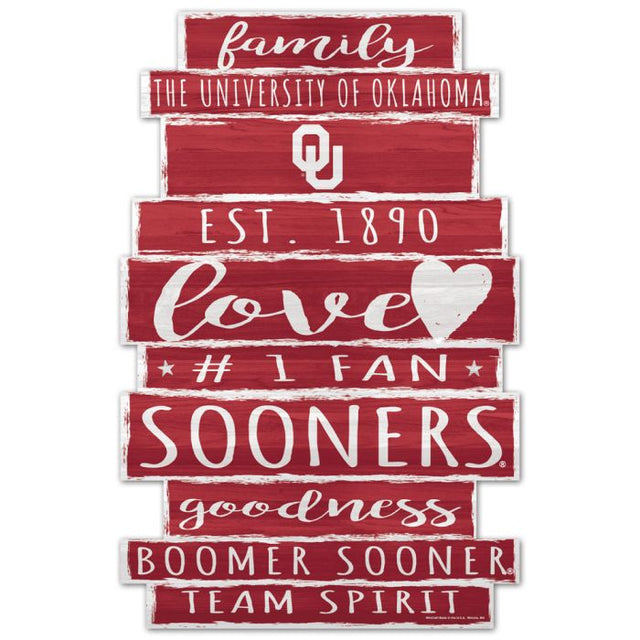 Letrero de madera de los Oklahoma Sooners, 11" x 17", 1/4" de grosor