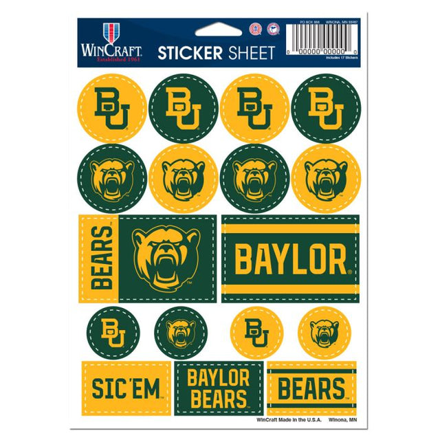 Baylor Bears Vinyl Sticker Sheet 5" x 7"