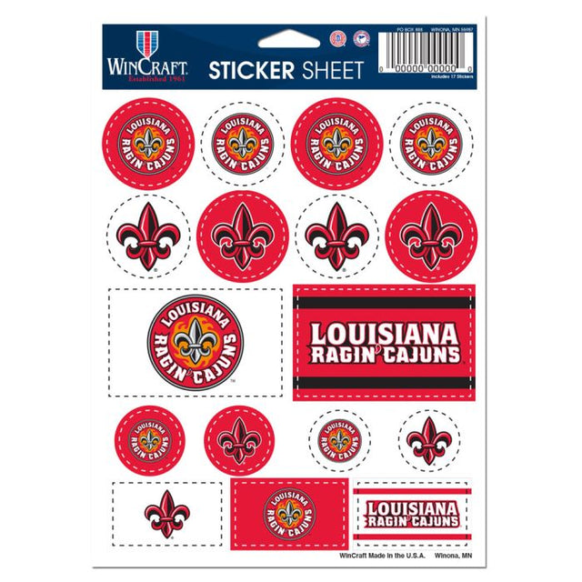 Louisiana - Lafayette Ragin Cajuns Vinyl Sticker Sheet 5" x 7"