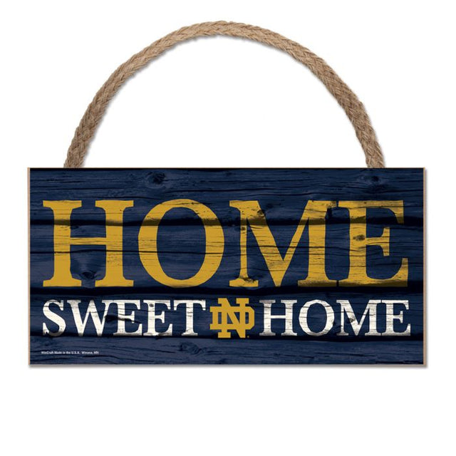 Letrero de madera con cuerda de Notre Dame Fighting Irish de 5" x 10"