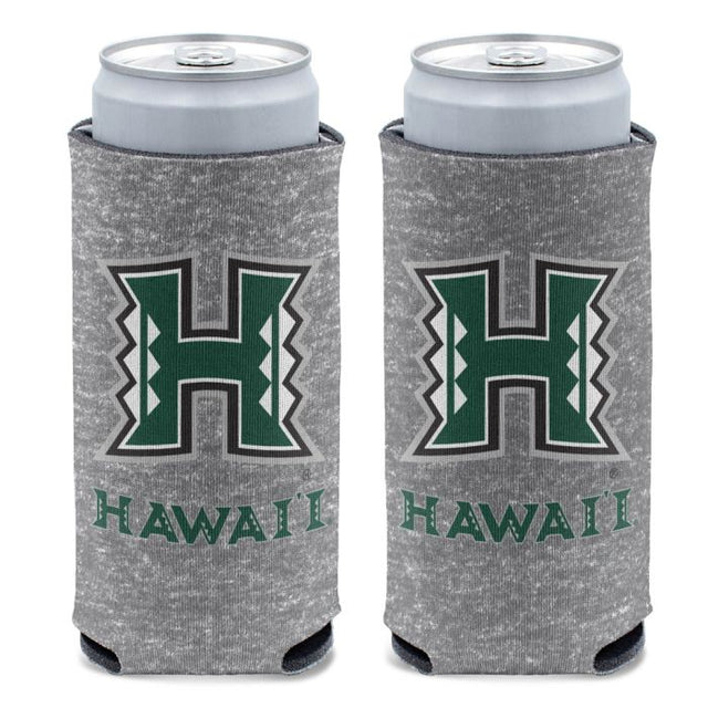 Enfriador de latas delgado de 12 oz con acabado gris jaspeado de Hawaii Warriors