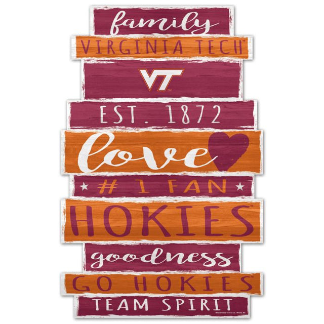 Letrero de madera de Virginia Tech Hokies de 11" x 17" y 1/4" de grosor