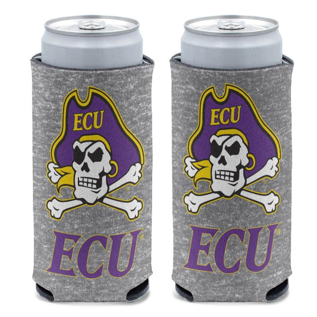 Enfriador de latas delgado de 12 oz con diseño jaspeado gris de los East Carolina Pirates