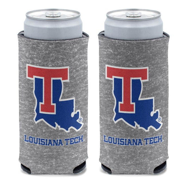 Enfriador de latas delgado de 12 oz con diseño jaspeado gris de Louisiana Tech Bulldogs