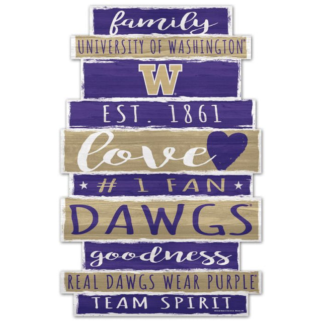 Letrero de madera de Washington Huskies, 11" x 17", 1/4" de grosor