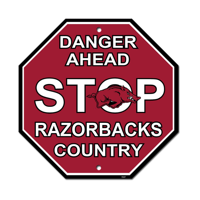 Arkansas Razorbacks Sign 12x12 Plastic Stop Style CO