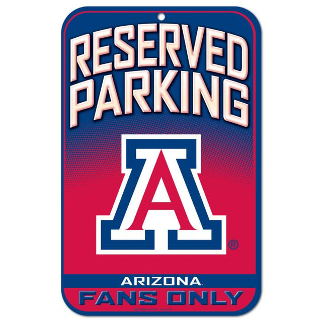 Arizona Wildcats Reserved Parking Plastic Sign 11" x 17"