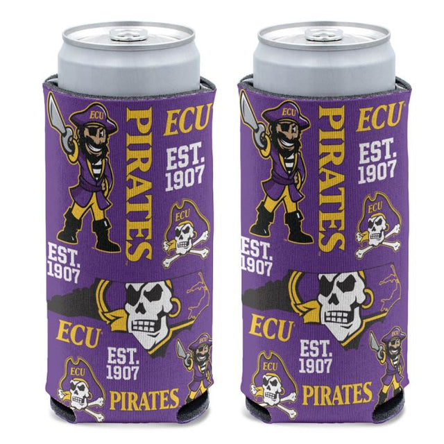 Enfriador de latas delgadas de 12 oz con estampado SCATTERPRINT de East Carolina Pirates