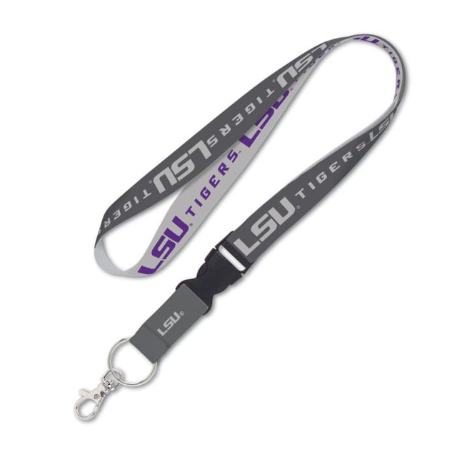 LSU Tigers CHARCOAL Lanyard w/detachable buckle 1"