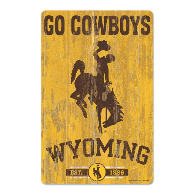 Letrero de madera con el lema de los Wyoming Cowboys, 11" x 17", 1/4" de grosor