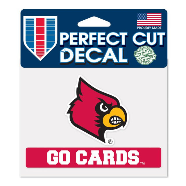 Calcomanía de color de corte perfecto de los Louisville Cardinals Go Cards de 4,5" x 5,75"