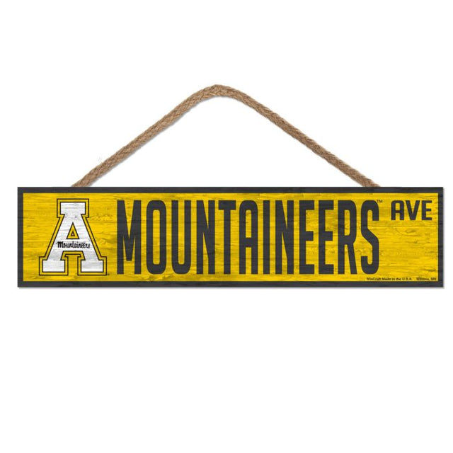 Letrero de madera de los Appalachian State Mountaineers (con cuerda), 4" x 17"