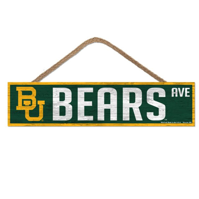 Baylor Bears Wood Sign-with Rope 4" x 17"