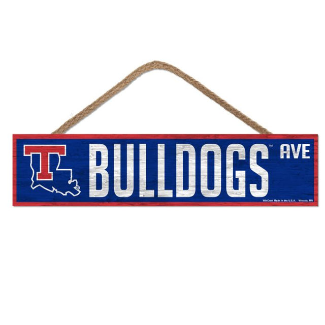 Letrero de madera de Louisiana Tech Bulldogs con cuerda, 4" x 17"