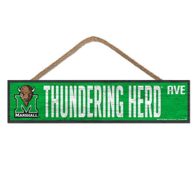 Marshall Thundering Herd Wood Sign-with Rope 4" x 17"